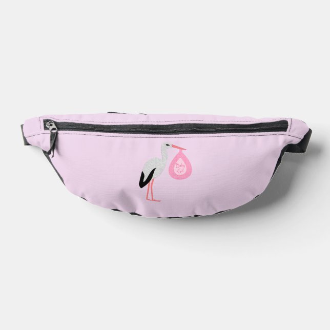 Pretty Pink Baby Girl Stork Fanny Pack (Lay Down)