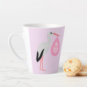 Pretty Pink baby Girl Stork Latte Mug