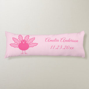 Pretty Pink Baby Girl Thanksgiving Turkey Custom Body Pillow