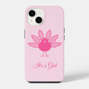 Pretty Pink Baby Girl Thanksgiving Turkey Custom iPhone 14 Case