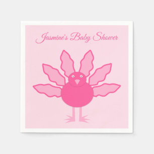 Pretty Pink Baby Girl Thanksgiving Turkey Custom Napkin