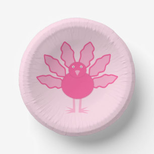 Pretty Pink Baby Girl Thanksgiving Turkey Paper Plate