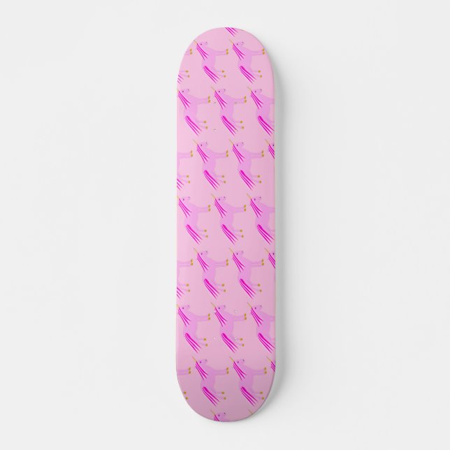 Pretty Pink Baby Girl Unicorn Patterned Skateboard (Front)