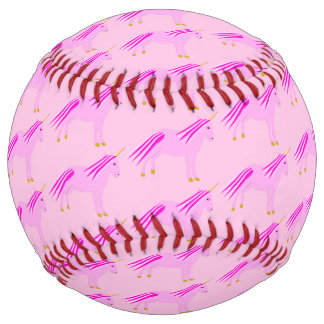 Pretty Pink Baby Girl Unicorn Patterned Softball