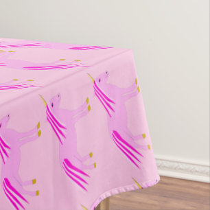 Pretty Pink Baby Girl Unicorn Patterned Tablecloth