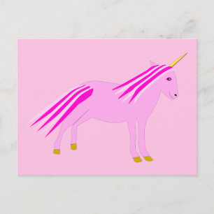 Pretty Pink Baby Girl Unicorn Postcard