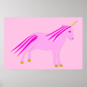 Pretty Pink Baby Girl Unicorn Poster