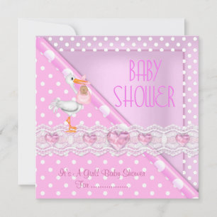 Pretty Pink Baby Shower Girl Baby Polka Dots Invitation