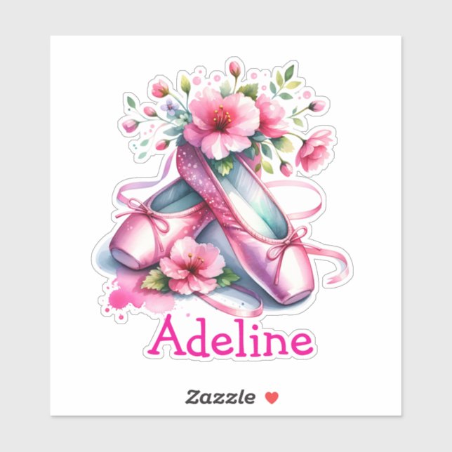 Pretty Pink Ballet Shoes and Flowers Personalized (Sheet)