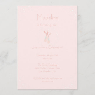 Pretty Pink Ballet Slippers Birthday Invite