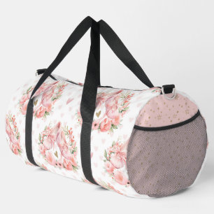 PRETTY PINK BALLET TOE SHOES AND FLOWERS DUFFLE BAG