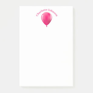 Pretty Pink Balloon Name Personalized Post-it Notes