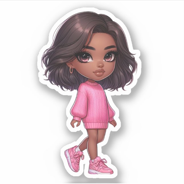 pretty pink black chibi girl (Front)