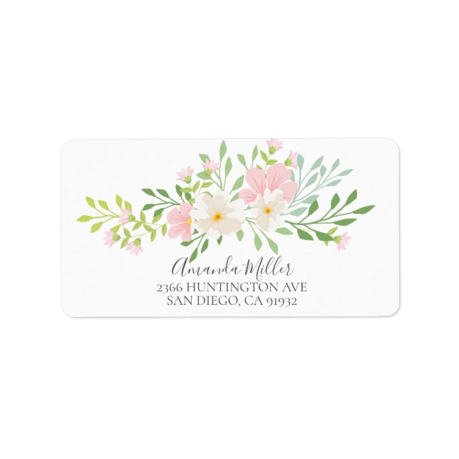 Pretty Pink Bloom Floral Return Address Label (Front)