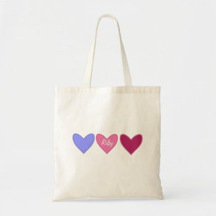 Pretty Pink & Blue Hearts Valentine’s Day Tote Bag