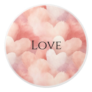 Pretty Pink Blush Hearts Ceramic Knob