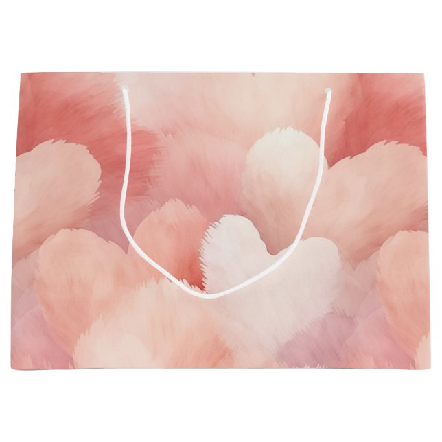 Pretty Pink Blush Hearts Large Gift Bag (Front)