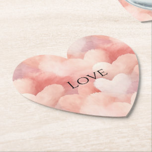 Pretty Pink Blush Hearts Love Paper Coaster