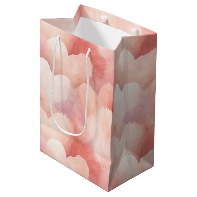 Pretty Pink Blush Hearts Medium Gift Bag (Front Angled)