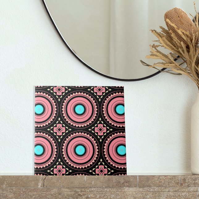 Pretty Pink Boho Mosaic Geometric Pattern Tile (Creator Uploaded)