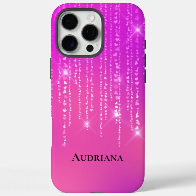 Pretty Pink Bokeh Sparkle Hearts Case-Mate iPhone Case (Back)