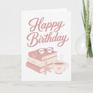 Pretty Pink Book Lover Birthday Card