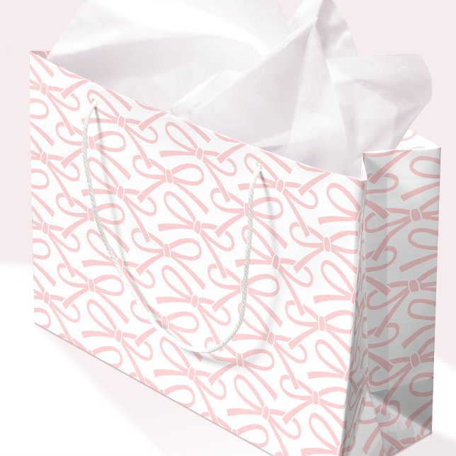 Pretty Pink Bow Pattern White Gift Bag (Creator Uploaded)