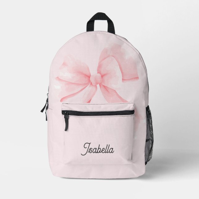 Pretty Pink Bow Personalized Girl Backpack (Front)