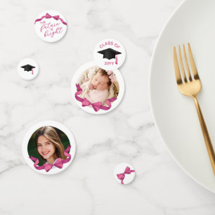 Pretty Pink Bow Photos Future Bright Graduation Confetti