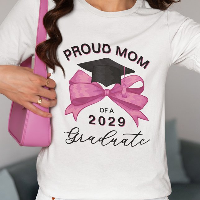 Pretty Pink Bow Proud Mom of Graduate T-Shirt (Creator Uploaded)