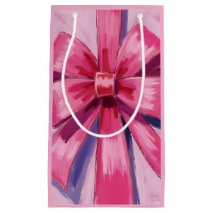 Pretty Pink Bow Ribbon Watercolor Small Gift Bag