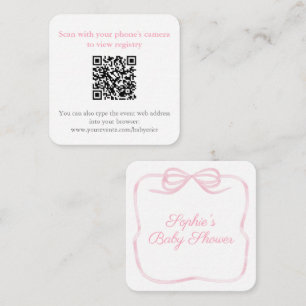 Pretty Pink Bow Shower QR Code RSVP Enclosure Card