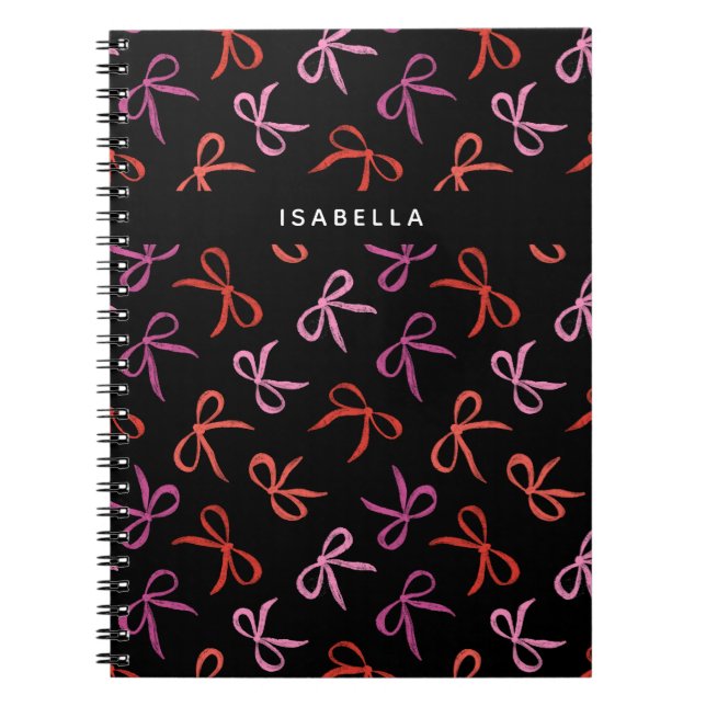 Pretty Pink Bows Personalized Notebook (Front)