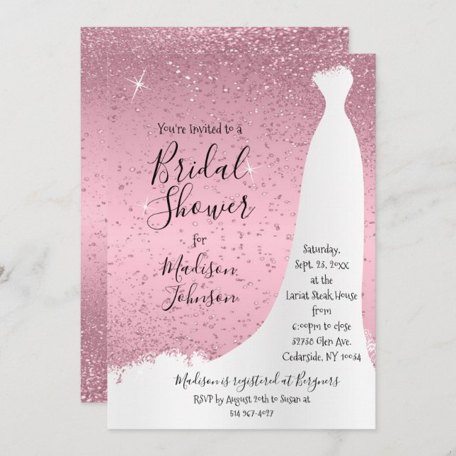 Pretty Pink Bridal Shower -  Invitation (Front/Back)