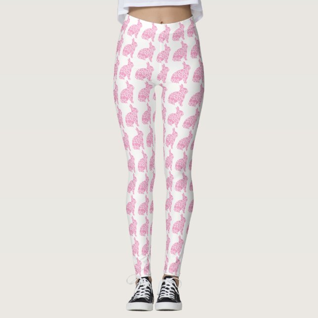 Pretty Pink Bunnies Easter Leggings (Front)