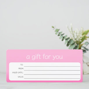 PRETTY PINK BUSINESS  LOGO RETAIL GIFT CERTIFICATE