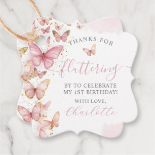 Pretty Pink Butterflies 1st 2nd 3rd 5th Birthday Favour Tags