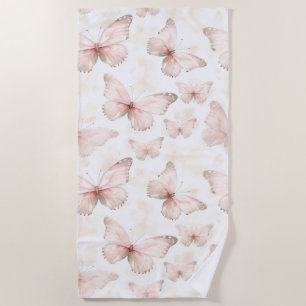 Pretty Pink Butterflies Beach Towel