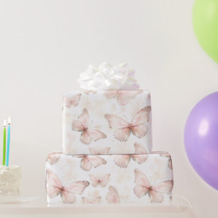 Pretty Pink Butterflies Birthday Wrapping Paper