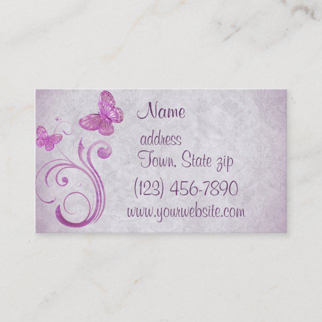 Pretty Pink Butterflies Business Cards (Front)