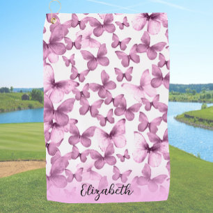 Pretty Pink Butterflies Personalized Golf Towel