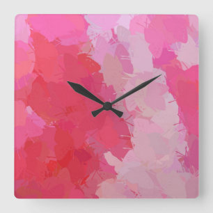 Pretty Pink Butterflies Square Wall Clock
