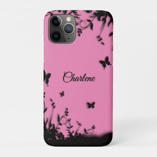 Pretty Pink Butterfly Garden Personalized iPhone 11 Pro Case