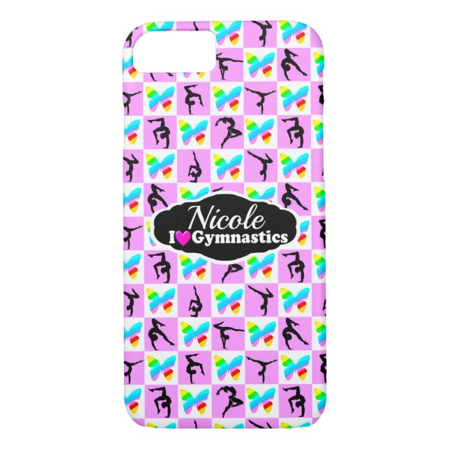 PRETTY PINK BUTTERFLY GYMNASTICS DESIGN Case-Mate iPhone CASE (Back)