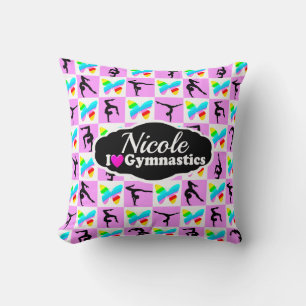 PRETTY PINK BUTTERFLY GYMNASTICS DESIGN THROW PILLOW