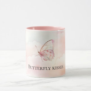 Pretty Pink Butterfly In The Clouds Mug