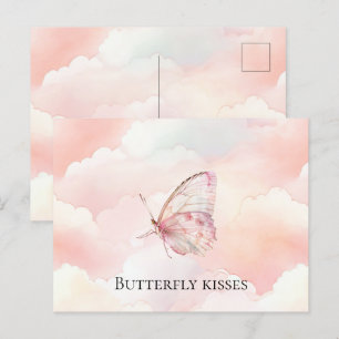 Pretty Pink Butterfly In The Clouds Postcard