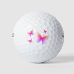 Pretty Pink Butterfly Print Golf Balls