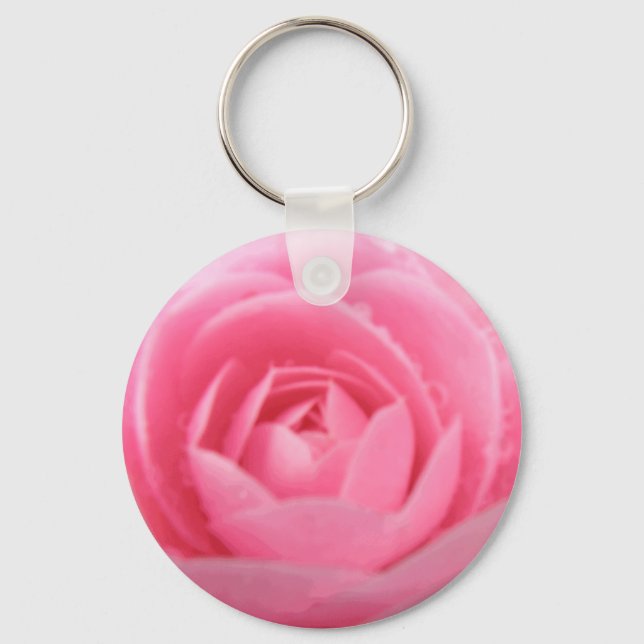 Pretty Pink Camellia Flower Keychain (Front)