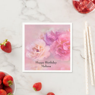  Pretty Pink Carnations Stylish Photo Birthday Napkin